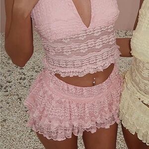 Amazon Blush Lace Skirt Set